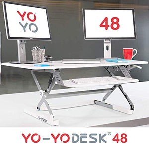 Yo-Yo DESK 48 - Best Selling Height-Adjustable Standing Desk. Superior sit-Stand Solution Suitable for All workstations and Standing Desk workplaces. (White, 48")