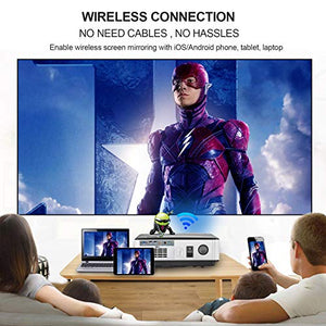 Smart LED Wifi Bluetooth Projector Movie Gaming TV 2020 Support 1080P Full HD Airplay Ceiling 4200 Lumens High Resolution Wireless Android HDMI USB Built In Speakers for Home Theater System Outdoor