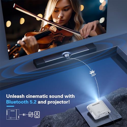 GooDee 4K WiFi Bluetooth Mini Projector with Auto Keystone & Remote Focus