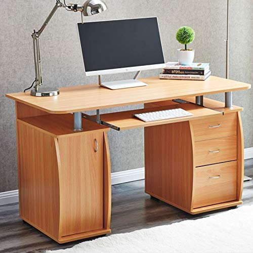 Unknown1 45" MDF Computer Desk Home/Office Workstation with 3pcs Drawers Natural Rectangular MDF Wood Finish Includes Hardware
