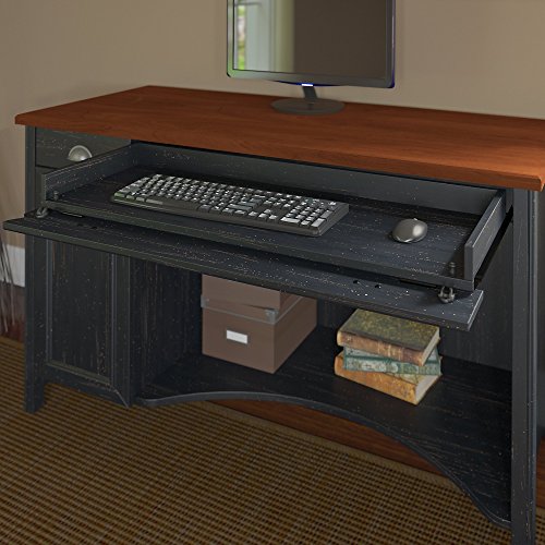 Bush Furniture Stanford Computer Desk with Hutch and 5 Shelf Bookcase in Antique Black
