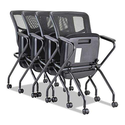 Alera ALEEL4914 Elusion Mesh Nesting Chairs, Black (Case of 2)