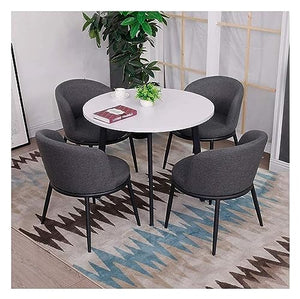 WEBERT Office Reception Room Club Table and Chair Set - Small Round Nordic Wooden Dining Table 5-Piece Set - Dark Grey