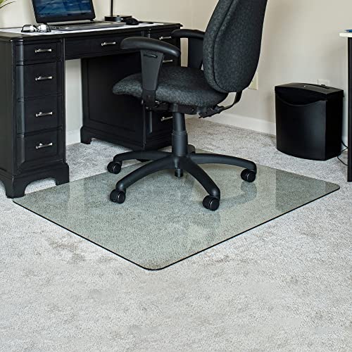 Fab Glass and Mirror Glass Office Chair Mat | 48"x72" | Heavy Duty Tempered Glass | Clear