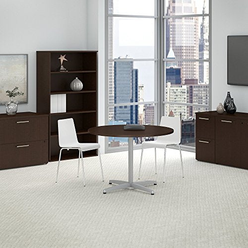 Bush Business Furniture 42" Round Conference Table with Metal Base, Mocha Cherry