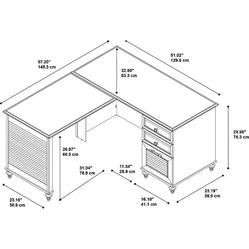 kathy ireland Home by Bush Furniture Volcano Dusk L Shaped Desk with 3 Drawer Pedestal in Coastal Cherry