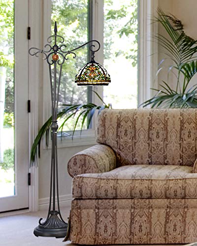 Dale Tiffany TF101115 Boehme Downbridge Floor Lamp, Antique Bronze/Sand and Art Glass Shade
