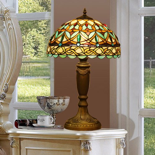 Tiffany Europaische retro style hand-painted stained glass table lamp