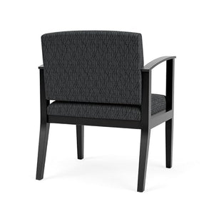 Lesro Amherst Wood Reception Wide Guest Chair in Black/Adler Nocturnal Black