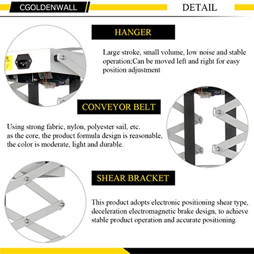 CGOLDENWALL Electric projector Lift 30cm/ 11.8inch Ultra-thin Hidden Ceiling Mount Projector Hanger Remote Control For Cinema Church Hall School Double motors Running Distance: 100cm/39.37inches