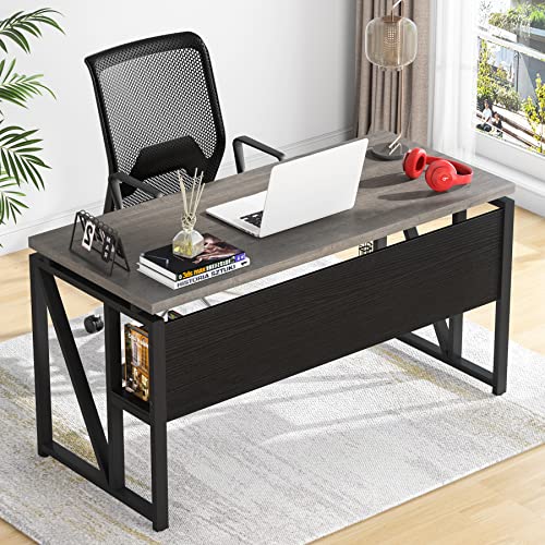 Tribesigns L Shaped Desk with Drawer Cabinet and File Cabinet, 55" Executive Computer Desk, Home Office Furniture (Gray, 55 inches)