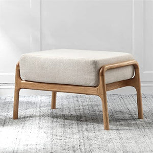 KOHARA Luxury 67cm Nordic Solid Rubber Wood Footstool - Walnut White