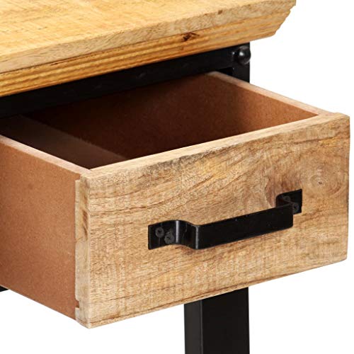 vidaXL Modern Simple Style Computer Desk PC Laptop Study Table Office Desk Workstation for Home Office, with Two Drawer 43.3"x19.6"x29.9" Solid Mango Wood