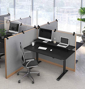 Stand Steady Clear Cubicle Wall Extender | Single 60 in x 30 in Panel | Clamp On Acrylic Shield & Sneeze Guard | Portable Desk Divider for Desk Walls & Cubicles | for Offices, Libraries & More