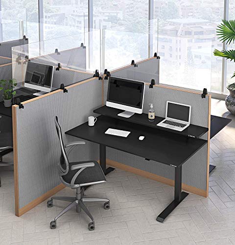 Stand Steady Clear Cubicle Wall Extender | Single 60 in x 30 in Panel | Clamp On Acrylic Shield & Sneeze Guard | Portable Desk Divider for Desk Walls & Cubicles | for Offices, Libraries & More