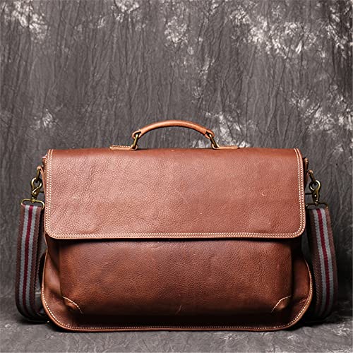 LSDJGDDE Retro Men's Handbag Large Capacity Briefcase Messenger Bag 15.6 Inch Computer Bag Horizontal (Color : B, Size : 46 * 9 * 30cm)