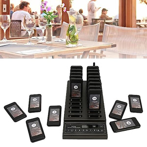 Luqeeg Restaurant Pager System with 20 Pagers - Wireless Guest Service Calling, Social Distancing Solution