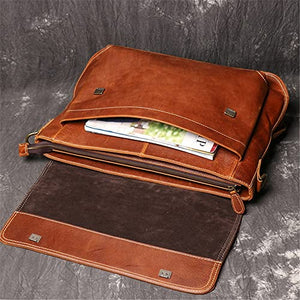 LSDJGDDE Retro Men's Handbag Large Capacity Briefcase Messenger Bag 15.6 Inch Computer Bag Horizontal (Color : B, Size : 46 * 9 * 30cm)