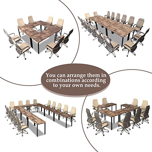Bonzy Home 9ft Conference Table Rustic Vintage Brown 110.2"x47.2"x29.5" - 4PCS