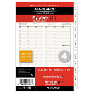 Day Runner Weekly / Monthly Planner Refill 2017, 5-1/2 x 8-1/2", Size 4 (481-485)