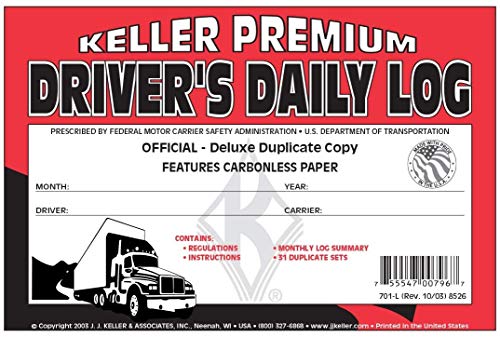 Driver Daily Log Book 50-pk. with 7- and 8-Day Recap - Book Format, 2-Ply Carbonless, 8.5" x 5.5", 31 Sets of Forms Per Book - J. J. Keller & Associates