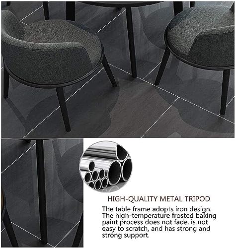 WEBERT Office Reception Room Club Table and Chair Set - Small Round Nordic Wooden Dining Table 5-Piece Set - Dark Grey