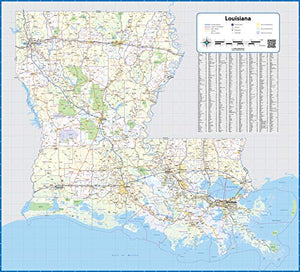 Louisiana Laminated Wall Map (60in Wide x 54in high)