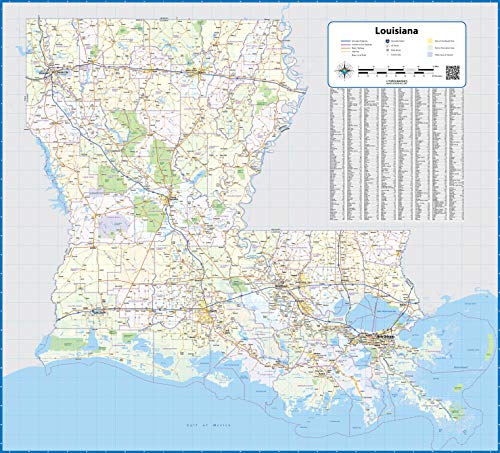 Louisiana Laminated Wall Map (60in Wide x 54in high)