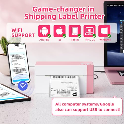Omezizy WiFi Shipping Label Printer 4x6, 300DPI Wireless for Small Business