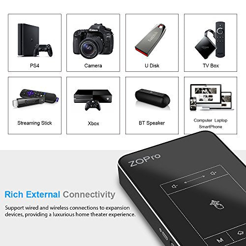Mini Smart Video Projector with 120'' Display, Android 7.1 OS, Portable Pocket Size Movie Projector with TouchPad Support WiFi/1080P/TF Card/USB Compatible with iPhone Android for Home Theater