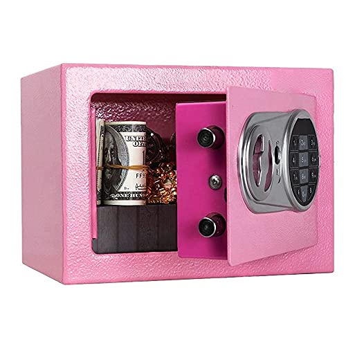 Jiaong 6.7" Mini Safe for Home Security Safe Box with Digital Combination Lock | Small Bedside Safe Wall Safe Anti-Theft Cabinet Safe Protect Cash Documents Jewelry Valuables (Pink)