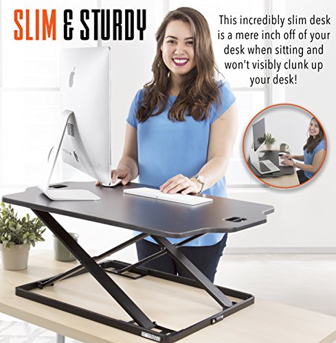 X-Elite Pro Glide Standing Desk - Instantly Convert Any Surface to a Stand up Desk! Large Sit to Stand Desk Converter! Strong & Sturdy! (31 x 21)