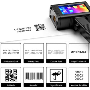 UPRINTJET Handheld Inkjet Printer BT-HH6105B2 with 4.3 Inch Touch Screen Inkjet Coder Quick-Drying Ink for Barcode Date QRcode Batch Number Picture Label Logo Handheld Printer for Almost Any Surface