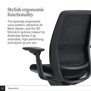 Steelcase Series 2 Office Chair - Ergonomic Work Chair with Wheels - Licorice