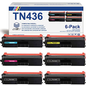 (3BK+1C+1M+1Y,6-Pack) Compatible TN-436 TN436 High Yield Toner Cartridge Replacement for Brother MFC-L8610CDW HL-L8260CDW HL-L8360CDW HL-L8360CDWT HL-L9310CDW MFC-L8690CDW Printer Toner Cartridge