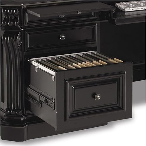 Bowery Hill Executive Desk with File Drawers in Black Paint Finish