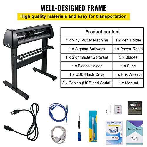 VEVOR Vinyl Cutter Machine 34in LED Plotter Printer Floor Stand