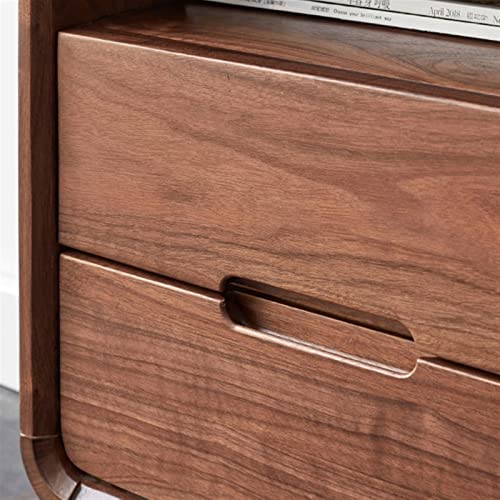 BinOxy Wooden Bedside Table Black Walnut Night Stand Storage Cabinet
