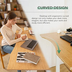 FLEXISPOT E8 Dual Motor Bamboo Electric Standing Desk 78x30 Inch - Black Frame + Bamboo Desktop