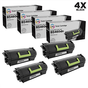 LD Compatible Toner Cartridge Replacement for Dell B5460dn 332-0131 Extra High Yield (Black, 4-Pack)