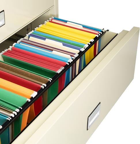 PHOENIX SAFE INTERNATIONAL LLC Lateral 44" 2-Drawer Fireproof File Cabinet with Key Lock, Water Seal - Putty (LAT2W44P)
