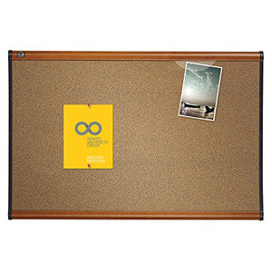 Quartet Prestige Colored Cork Bulletin Board, 6 x 4 Feet, Dark Gray Cork with Light Cherry Frame (B247LC)