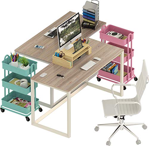 SHW Triangle-Leg Home Office Computer Desk, Oak