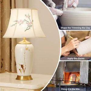 MAIYO Chinoiserie Hand Painted Floral Ceramic Table Lamp 24.8