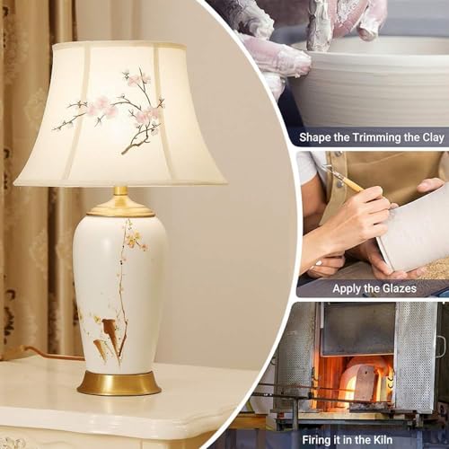 MAIYO Chinoiserie Hand Painted Floral Ceramic Table Lamp 24.8