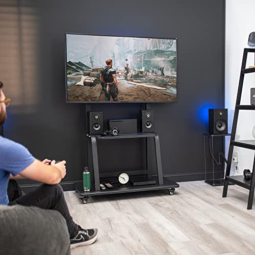 VIVO Heavy Duty Mobile TV Cart for 42-100 inch Screens up to 330 lbs, Black - STAND-TV100C