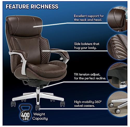Generic Big & Tall Ergonomic Executive Chair, Brown/Silver