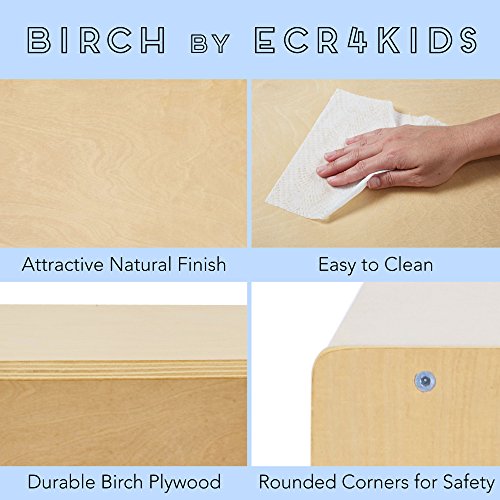 ECR4Kids Birch Streamline Classroom Locker - Hardwood Coat & Backpack Storage for Kids - 4-Section, Toddler (36" H)