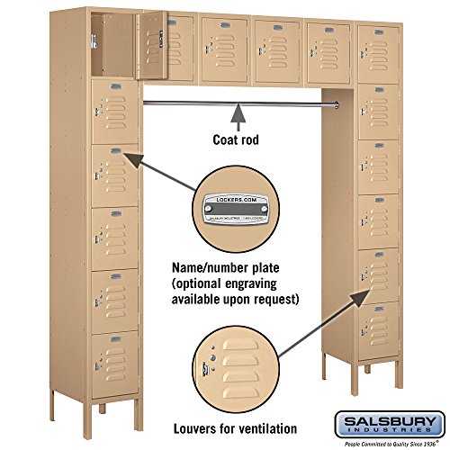 Salsbury Industries 66016TN-U Six Tier Box Style Bridge 16 Box 18-Inch Deep Unassembled Standard Metal Locker, Tan Brown