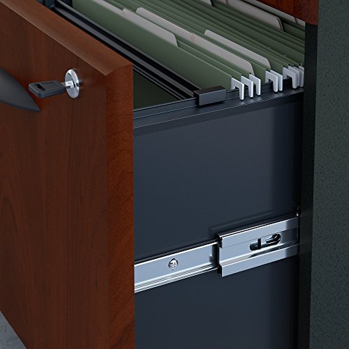 Bush Business Furniture Series A 72W Desk with Hutch and Mobile File Cabinet in Hansen Cherry and Galaxy